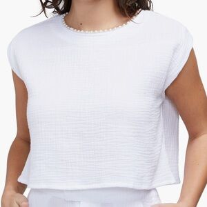 NWT‎ Wildfox Bright White Summer Cotton Gauze Cropped Top Style WF005182 Size XL